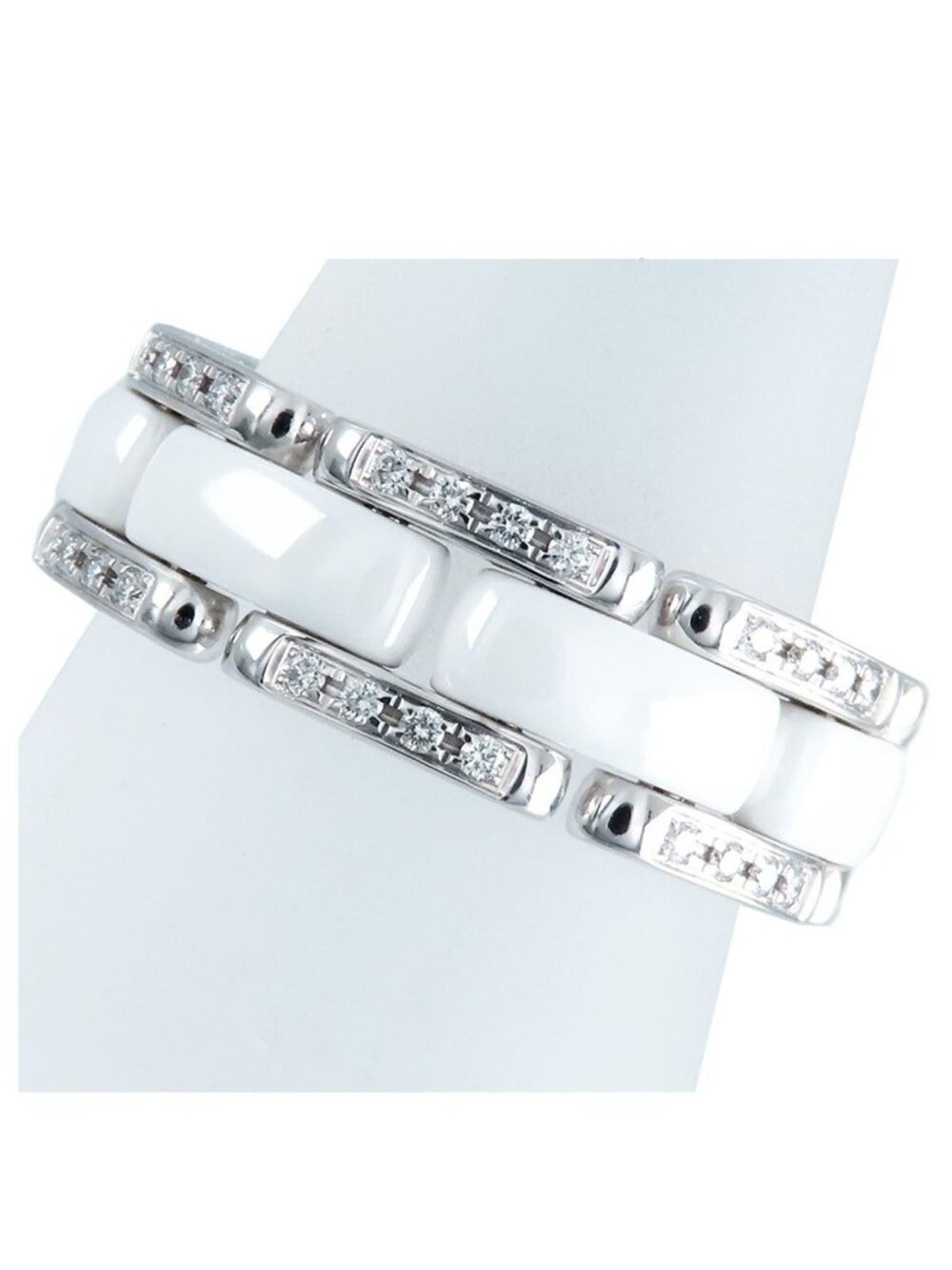 Chanel Ultra Ring White Gold 18K Diamond Ceramic Pave
